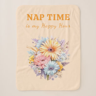 Schlafenszeit Happy Hour Blumen orange Sherpadecke