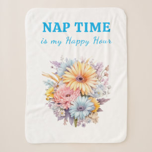 Schlafenszeit Happy Hour Blumen weiß blau Sherpadecke