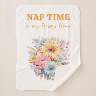 Schlafenszeit Happy Hour Blumen weiß orange Sherpadecke