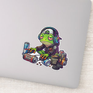 Schlafentzogener Gamer-Frosch Aufkleber