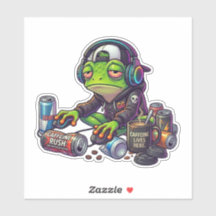 Schlafentzogener Gamer-Frosch