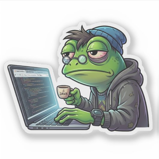Schlafentzug-Frosch-Programmierer-Coding-Aufkleber Aufkleber (Vorderseite)