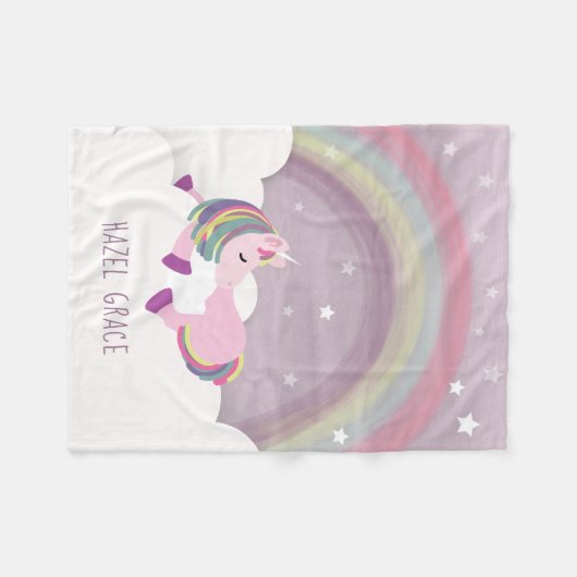 Schlafenunicorn-Regenbogen scherzt Fleece-Decke Fleecedecke (Vorderseite (Horizontal))