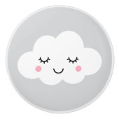 Schlafenwolke auf grauem Hintergrund-Türknauf Keramikknauf (Vorderseite)