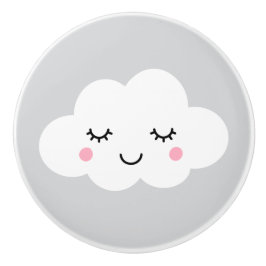 Schlafenwolke auf grauem Hintergrund-Türknauf Keramikknauf