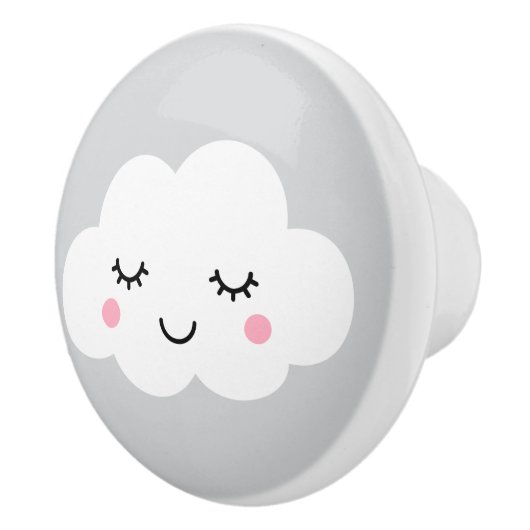 Schlafenwolke auf grauem Hintergrund-Türknauf Keramikknauf (Rechts)