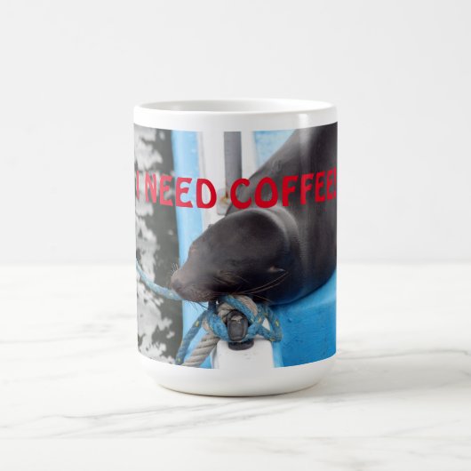 Schläfer Galapagos Sea Lion braucht Kaffee! Kaffeetasse (Mittel)