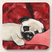 Schläfer-Mops-Welpe Getränkeuntersetzer (Vorderseite)