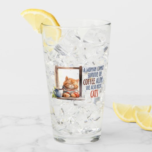 Schläfer Orange Cat with Coffee - Gemütliche Katze Glas (Vorderseite Ice)