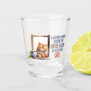 Schläfer Orange Cat with Coffee - Gemütliche Katze Schnapsglas