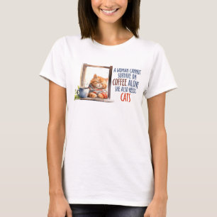 Schläfer Orange Cat with Coffee - Gemütliche Katze T-Shirt