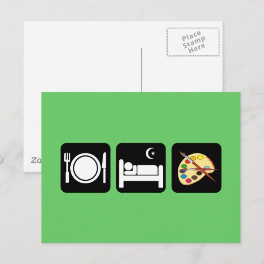 Schlaffarbe essen postkarte (Vorne/Hinten)