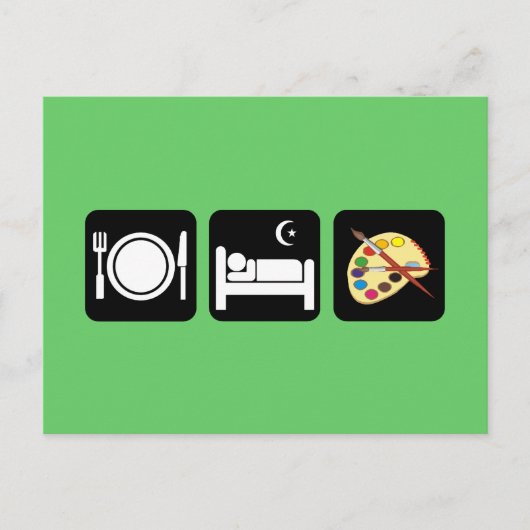 Schlaffarbe essen postkarte (Vorderseite)