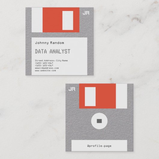 Schlaffer Disc disquette Imitatblick in Handarbeit Quadratische Visitenkarte (Vorne/Hinten)