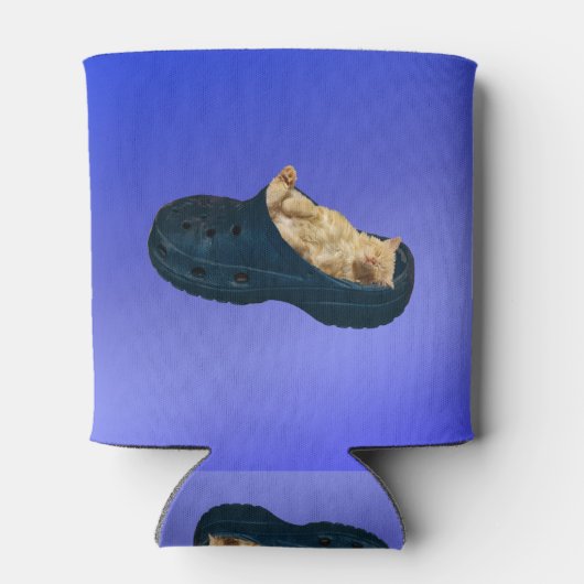 Schlafflaume Kätzchen in Croc Shoe, Dosenkühler (Rückseite)