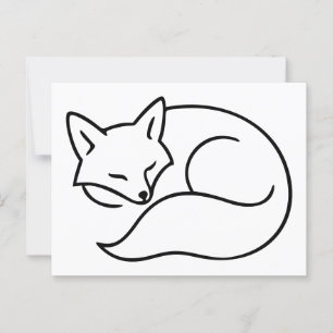 Schlaffox-Illustration - Minimalistische Linie Art Postkarte