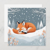 Schlaffox im Schnee Winterweihnachtsfest Feiertagskarte (Vorne/Hinten)