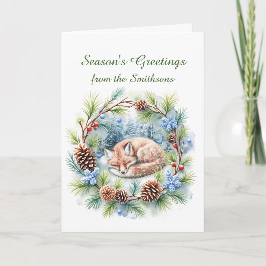 Schlaffox im Winterkranz Karte (Vorderseite)