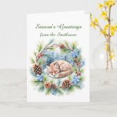 Schlaffox im Winterkranz Karte (Gelbe Blume)