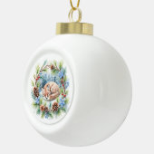 Schlaffox im Winterkranz Keramik Kugel-Ornament (Rechts)