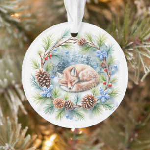 Schlaffox im Winterkranz Ornament