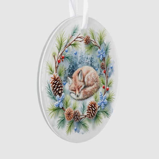 Schlaffox im Winterkranz Ornament (Vorderseite)
