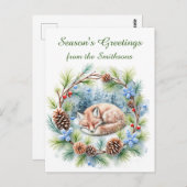 Schlaffox im Winterkranz Postkarte (Vorne/Hinten)