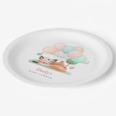 Schlaffuchs-Balloons Name Pink Baby Dusche Pappteller (Schrägansicht)