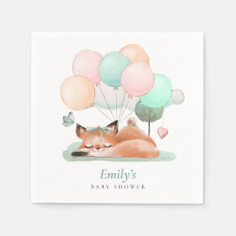 Schlaffuchsballons Name Aquamarin Baby Dusche Serviette