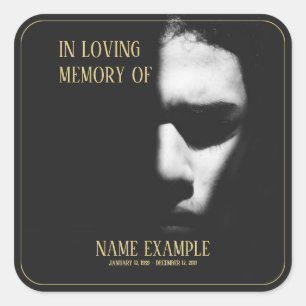 Schlafgesicht in halbem Schattenquadrat Quadratischer Aufkleber