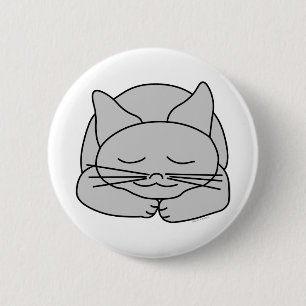 Schlafgraue Katze Button