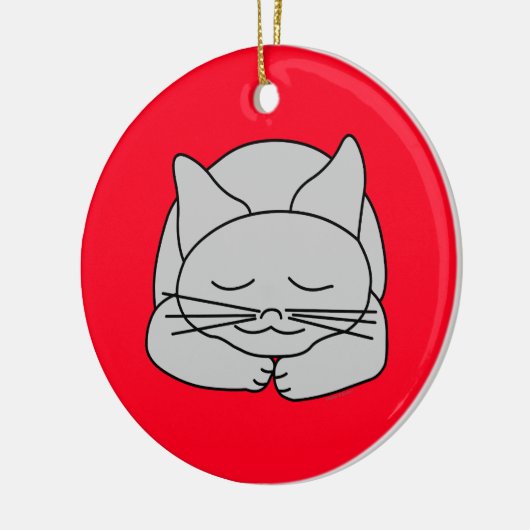 Schlafgraue Katze Keramik Ornament (Links)