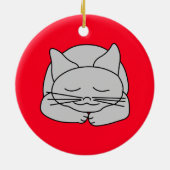 Schlafgraue Katze Keramik Ornament (Hinten)