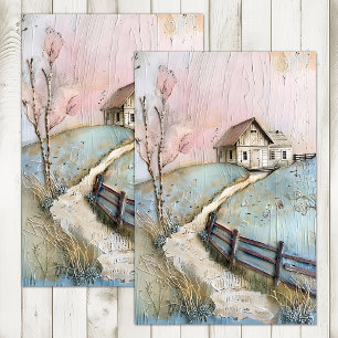 SCHLAFHAUS IN PASTELS DECOUPAGE TISSUPAPIER SEIDENPAPIER