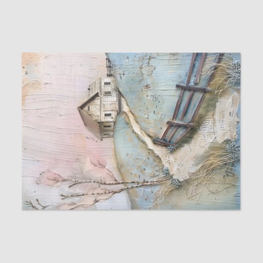 SCHLAFHAUS IN PASTELS DECOUPAGE TISSUPAPIER SEIDENPAPIER (Vorderseite)