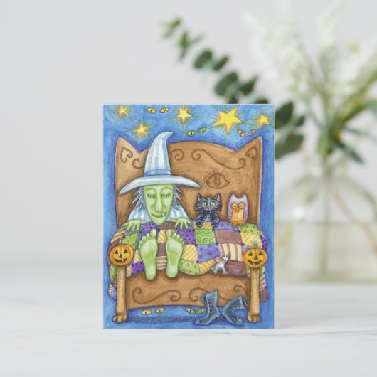 Schlafhexe Postkarte (Stehend Vorderseite)