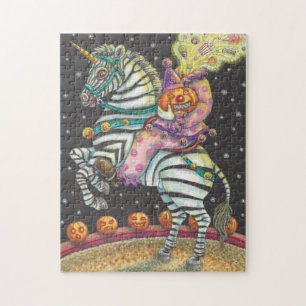 SCHLAFHOLLOW CIRCUS CLOWN, HALLOWEEN ZEBRA PUZZLE