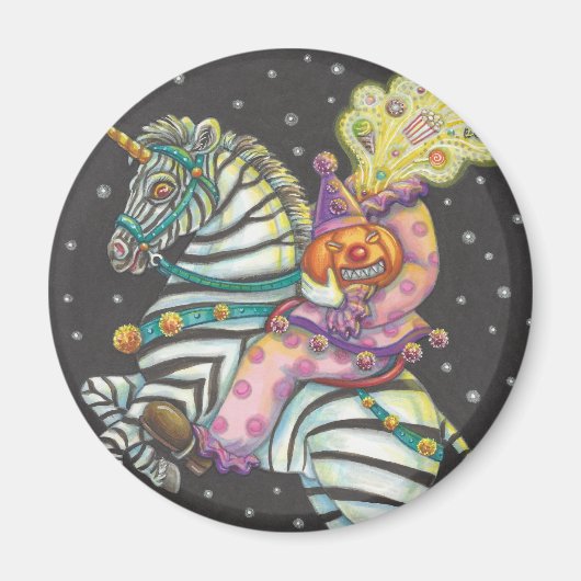 SCHLAFHOLLOW CIRCUS CLOWN, ZEBRA UNICORN MAGNET (Vorne)