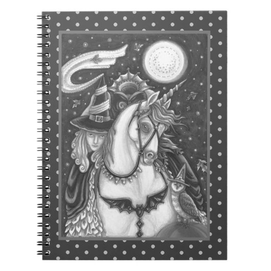 SCHLAFHOLZ, HEADLESS GOTHIC WITCH, UNICORN, OWL NOTIZBLOCK (Vorderseite)
