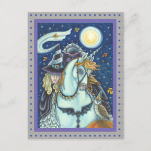 SCHLAFHOLZ, HEADLESS GOTHIC WITCH, UNICORN, OWL POSTKARTE