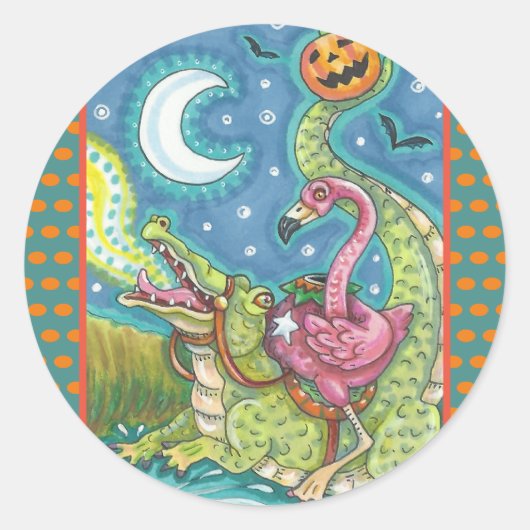 SCHLAFHOLZPINK FLAMINGO STICKERS RUNDE (Vorderseite)
