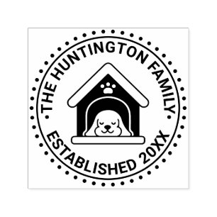 Schlafhund im Hundehaus Familienname Datum Ed Permastempel