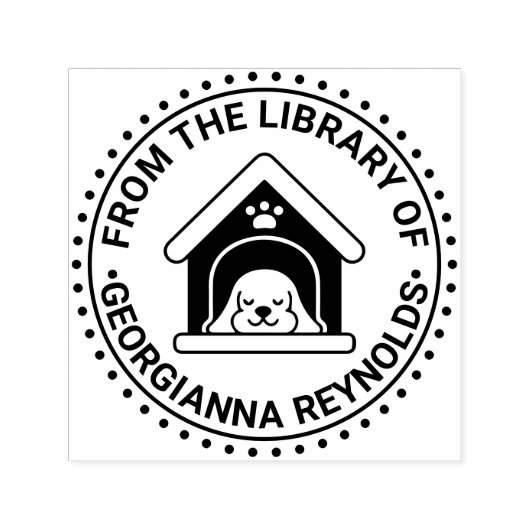 Schlafhund in der Hundebibliothek Buchname Permastempel (Design)
