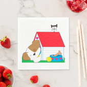 Schlafhund in einem Hundehaus Serviette