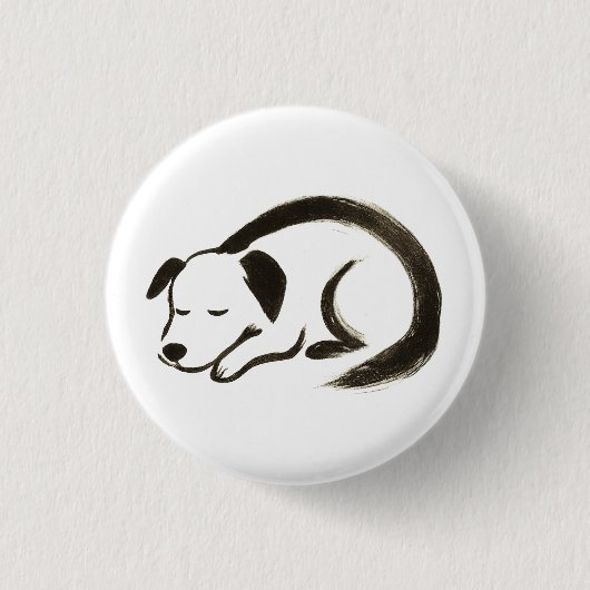 Schlafhund - Pinselkomfort auf Button (Vorderseite)
