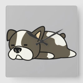 Schlafhund Quadratische Wanduhr