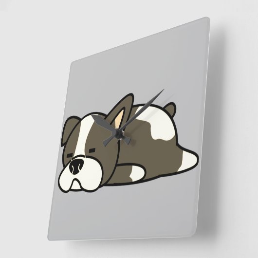 Schlafhund Quadratische Wanduhr (Winkel)