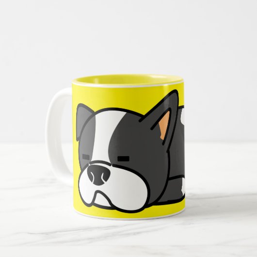 Schlafhund Zweifarbige Tasse (Vorderseite Links)