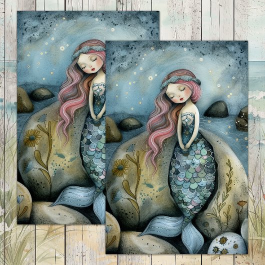 SCHLAFJAHRE MERMAID MIRL DECOUPAGE TISSUPAPIER SEIDENPAPIER