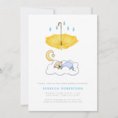 Schlafjunge Dusche gelb Regenschirm Einladung (Vorderseite)